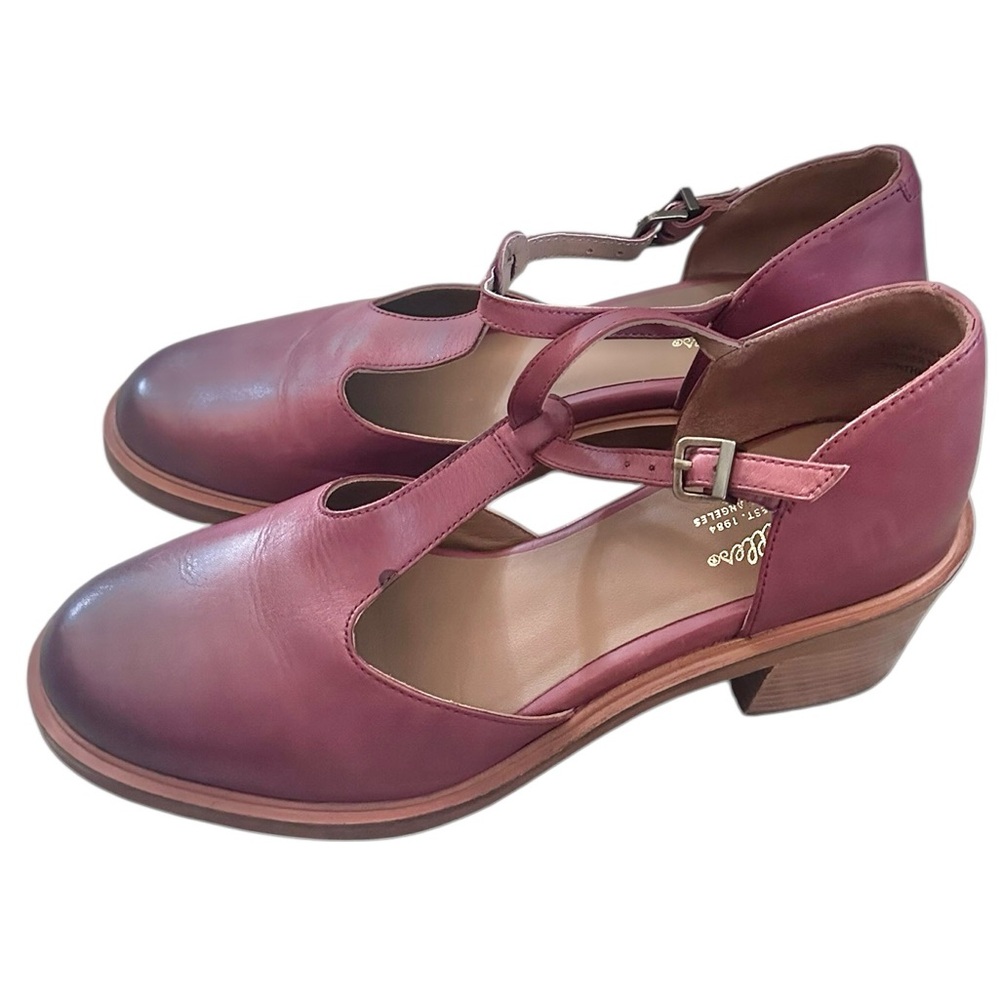 Seychelles Soulmate Wine Mary Jane T Strap Stacked Heel Shoes Loafers Womens 10 - Picture 3 of 13